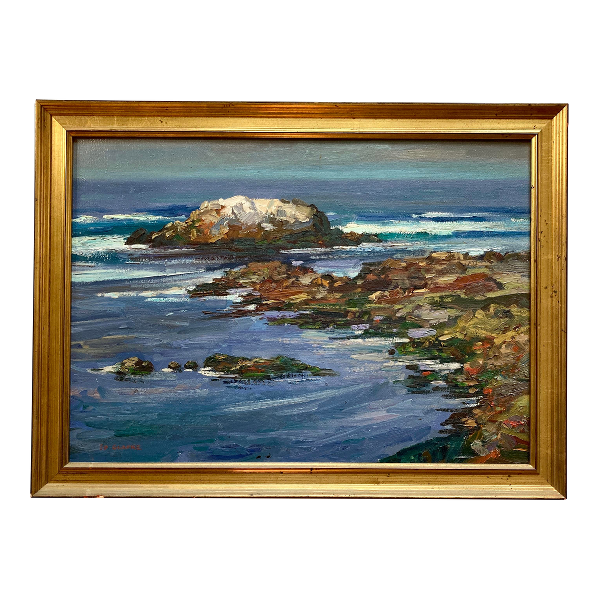 Edward Glafke 'Bird Rock' Impressionist Seascape Painting