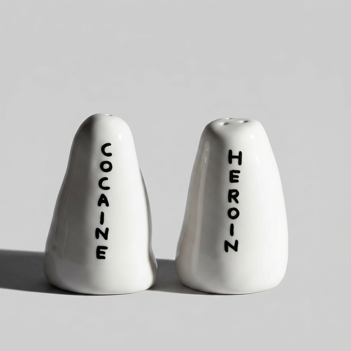 David Shrigley Heroin and Cocaine Salt and Pepper Shakers