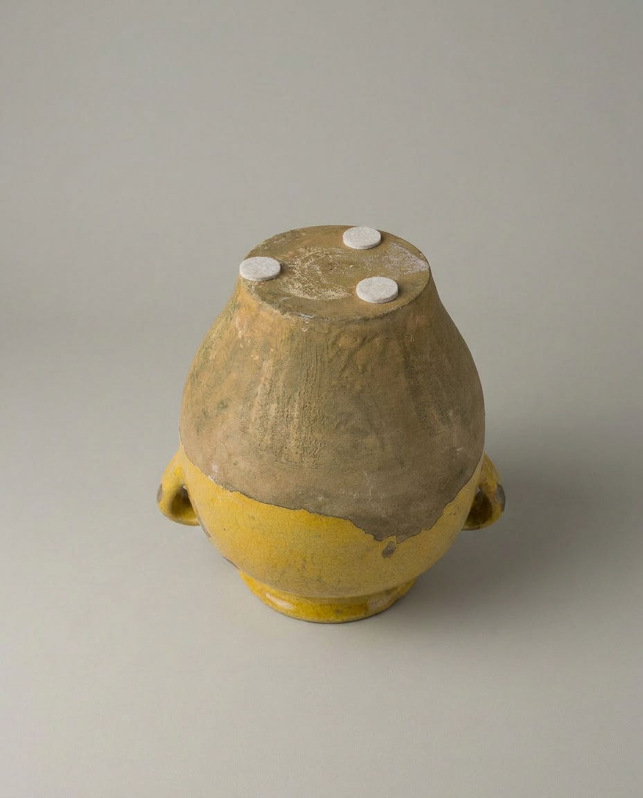 Vintage French Duck Confit Pot | Yellow Glazed Terracotta Vase (9")