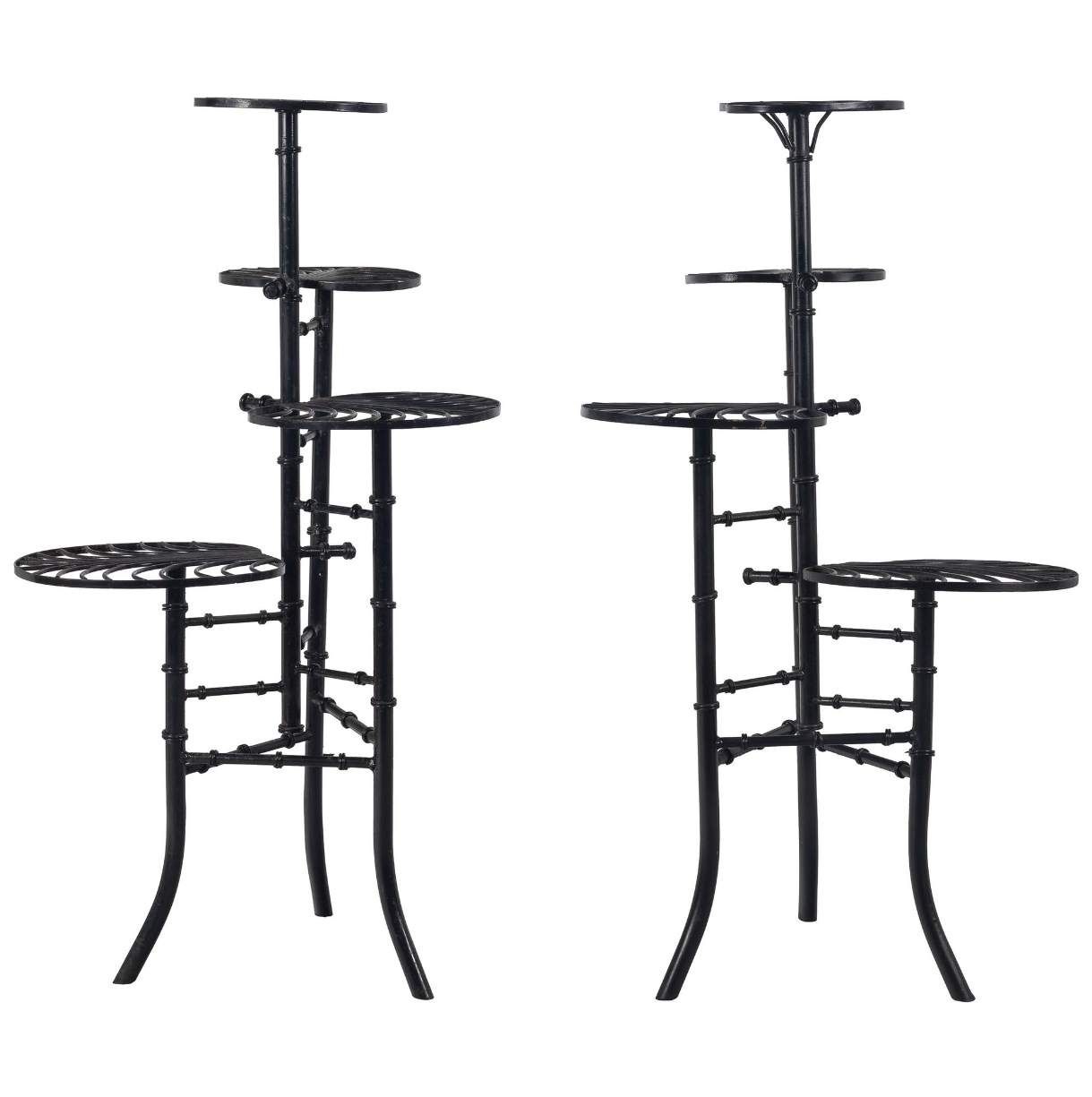 A Sculptural Pair of Art Deco Mid-Century Modern Plant Stands, Attributed to Salterini